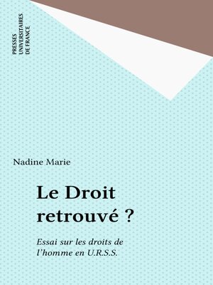 cover image of Le Droit retrouvé ?